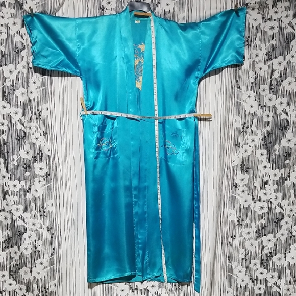 Satin Blue Robe - Picture 2 of 7